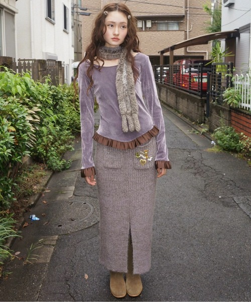 bi-color flocky frill tops / フロッキーフリルトップス（Tシャツ
