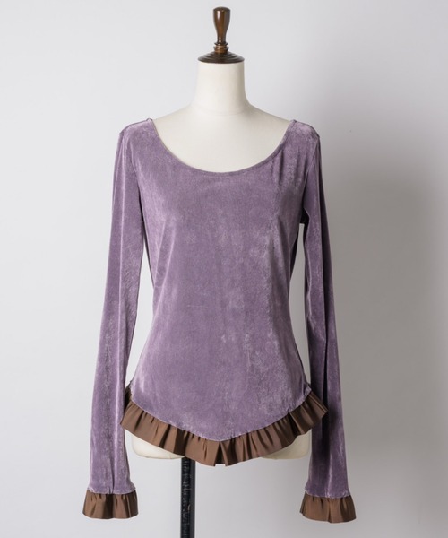 bi-color flocky frill tops / フロッキーフリルトップス（Tシャツ