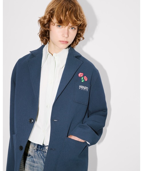 ア*ド様 美品✨️ KENZO フランス製 80s-90s ノーカラー ジャケッ セール】'KENZO Archive Bouquet' エンブロイド ワークウエア