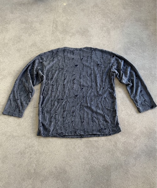 link lot(リンクロット)の「ダメージ加工ビッグシルエット無地ニットソー(Tシャツ/カットソー・メンズ・ネイビー/ダークグレー/ブラック・S/M)」の5枚目の写真