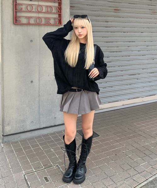 link lot(リンクロット)の「ダメージ加工ビッグシルエット無地ニットソー(Tシャツ/カットソー・メンズ・ネイビー/ダークグレー/ブラック・S/M)」の17枚目の写真