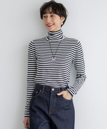 【CLASSY.掲載/洗える】スムージーコットン タートルネック ニット