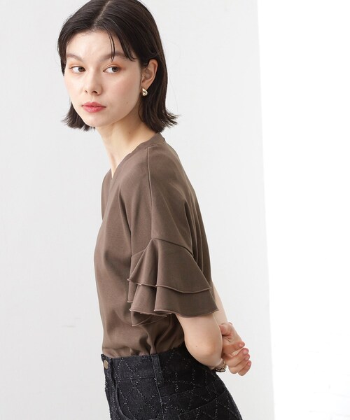 THE SHOP TK (ザ ショップ ティーケー )の「【汗染み防止】袖フリルTシャツ【UVカット/洗濯機OK】(Tシャツ/カットソー・レディース・オフホワイト/サックスブルー/ブラウン系/スミクロ・13/12)」の18枚目の写真