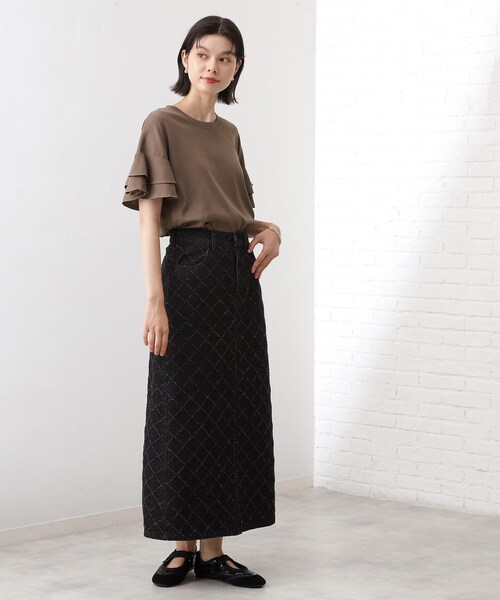 THE SHOP TK (ザ ショップ ティーケー )の「【汗染み防止】袖フリルTシャツ【UVカット/洗濯機OK】(Tシャツ/カットソー・レディース・オフホワイト/サックスブルー/ブラウン系/スミクロ・13/12)」の16枚目の写真