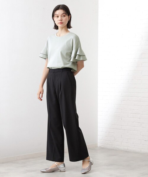 THE SHOP TK (ザ ショップ ティーケー )の「【汗染み防止】袖フリルTシャツ【UVカット/洗濯機OK】(Tシャツ/カットソー・レディース・オフホワイト/サックスブルー/ブラウン系/スミクロ・13/12)」の12枚目の写真