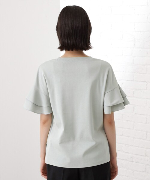 THE SHOP TK (ザ ショップ ティーケー )の「【汗染み防止】袖フリルTシャツ【UVカット/洗濯機OK】(Tシャツ/カットソー・レディース・オフホワイト/サックスブルー/ブラウン系/スミクロ・13/12)」の8枚目の写真