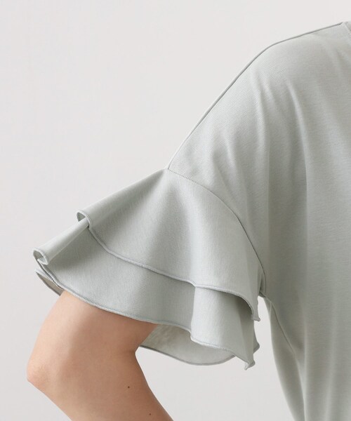 THE SHOP TK (ザ ショップ ティーケー )の「【汗染み防止】袖フリルTシャツ【UVカット/洗濯機OK】(Tシャツ/カットソー・レディース・オフホワイト/サックスブルー/ブラウン系/スミクロ・13/12)」の6枚目の写真