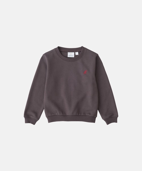 Gramicci(グラミチ)の「KIDS ONE POINT CREW SWEATSHIRT|キッズワンポイントクルースウェットシャツ(Tシャツ/カットソー・キッズ・ヘザーグレー/オレンジ/ダークブラウン系/ダークネイビー・140/150)」の3枚目の写真