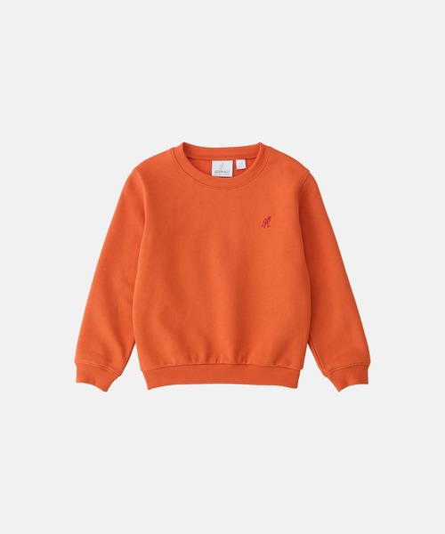 Gramicci(グラミチ)の「KIDS ONE POINT CREW SWEATSHIRT|キッズワンポイントクルースウェットシャツ(Tシャツ/カットソー・キッズ・ヘザーグレー/オレンジ/ダークブラウン系/ダークネイビー・140/150)」の1枚目の写真