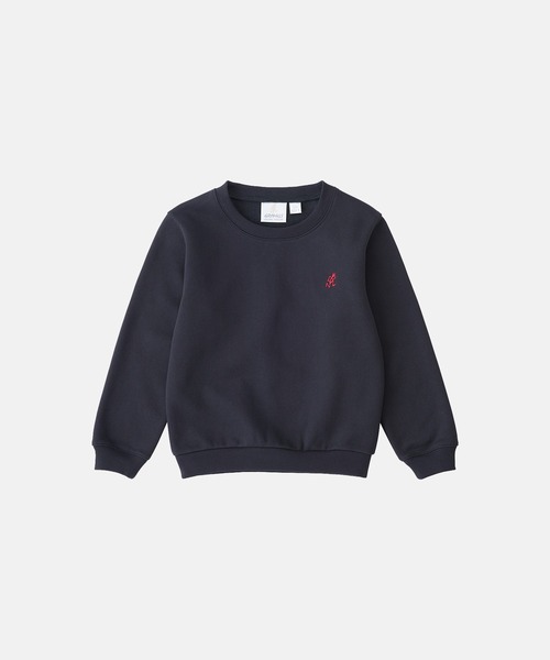 Gramicci(グラミチ)の「KIDS ONE POINT CREW SWEATSHIRT|キッズワンポイントクルースウェットシャツ(Tシャツ/カットソー・キッズ・ヘザーグレー/オレンジ/ダークブラウン系/ダークネイビー・140/150)」の4枚目の写真