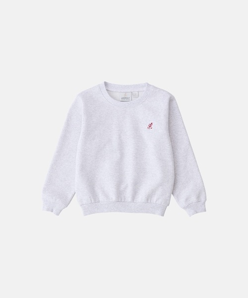 Gramicci(グラミチ)の「KIDS ONE POINT CREW SWEATSHIRT|キッズワンポイントクルースウェットシャツ(Tシャツ/カットソー・キッズ・ヘザーグレー/オレンジ/ダークブラウン系/ダークネイビー・140/150)」の2枚目の写真