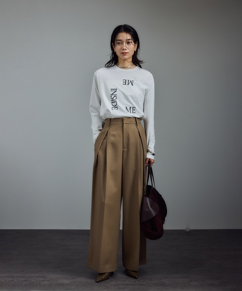 SALON adam et rope'（サロン アダム エ ロペ）の「Vintageライクin me プリントロングスリーブT / ロンT（Tシャツ/カットソー・レディース・オフホワイト/チャコールグレー・FREE）」の3枚目の写真