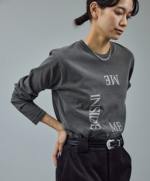 SALON adam et rope'（サロン アダム エ ロペ）の「Vintageライクin me プリントロングスリーブT / ロンT（Tシャツ/カットソー・レディース・オフホワイト/チャコールグレー・FREE）」の11枚目の写真