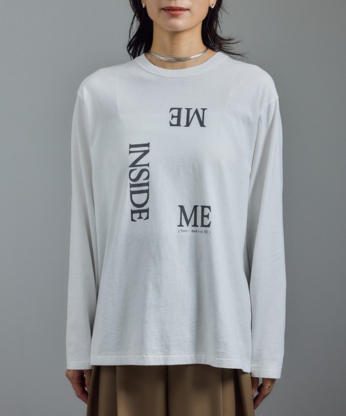 SALON adam et rope'（サロン アダム エ ロペ）の「Vintageライクin me プリントロングスリーブT / ロンT（Tシャツ/カットソー・レディース・オフホワイト/チャコールグレー・FREE）」の6枚目の写真