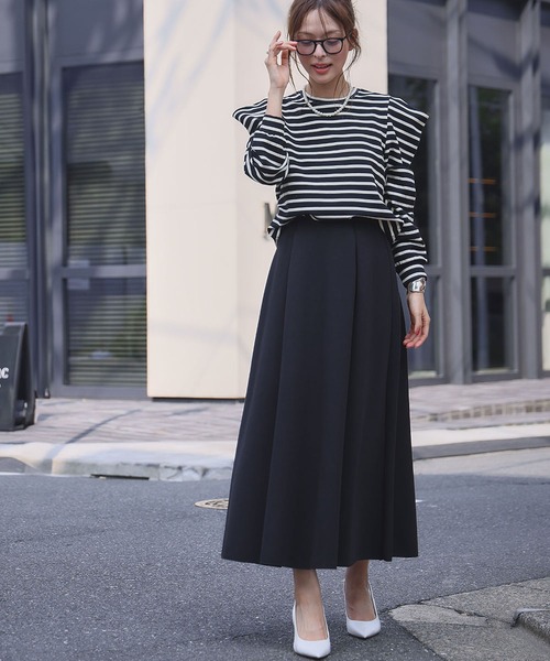 ELFRANK(エルフランク)の「【S~Lサイズ展開】【低身長サイズあり】ダンボール ロング フレア スカート(スカート・レディース・ブラック/グレー/オフホワイト/ブラック系その他/ホワイト系その他/グレー系その他・FREE)」の8枚目の写真