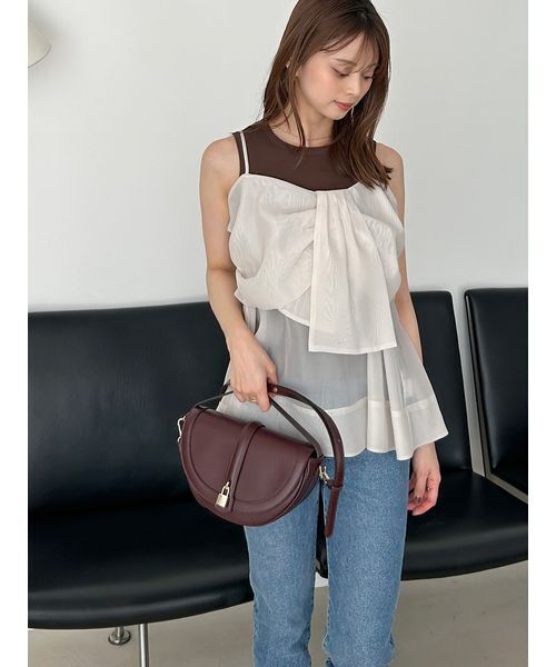 SNIDEL(スナイデル)の「デザインブラウスSETノースリカットソー(Tシャツ/カットソー・レディース・ホワイト/ブラウン/ライトブルー・F)」の18枚目の写真