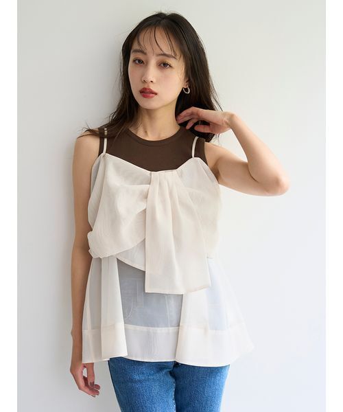 SNIDEL(スナイデル)の「デザインブラウスSETノースリカットソー(Tシャツ/カットソー・レディース・ホワイト/ブラウン/ライトブルー・F)」の21枚目の写真