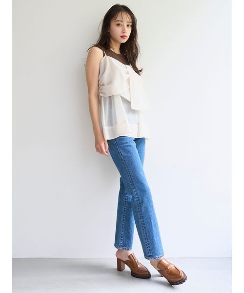 SNIDEL(スナイデル)の「デザインブラウスSETノースリカットソー(Tシャツ/カットソー・レディース・ホワイト/ブラウン/ライトブルー・F)」の6枚目の写真