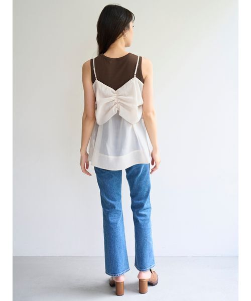 SNIDEL(スナイデル)の「デザインブラウスSETノースリカットソー(Tシャツ/カットソー・レディース・ホワイト/ブラウン/ライトブルー・F)」の7枚目の写真