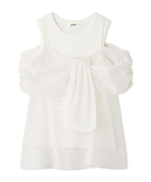 SNIDEL(スナイデル)の「デザインブラウスSETノースリカットソー(Tシャツ/カットソー・レディース・ホワイト/ブラウン/ライトブルー・F)」の10枚目の写真