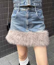 SPIRALGIRL | ファーデニムスカート(デニムスカート)