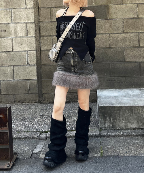 SPIRALGIRL（スパイラルガール）の「ファーデニムスカート（デニムスカート・レディース・ブラック/ブルー・FREE）」の7枚目の写真