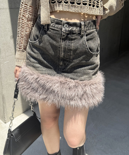 SPIRALGIRL（スパイラルガール）の「ファーデニムスカート（デニムスカート・レディース・ブラック/ブルー・FREE）」の18枚目の写真