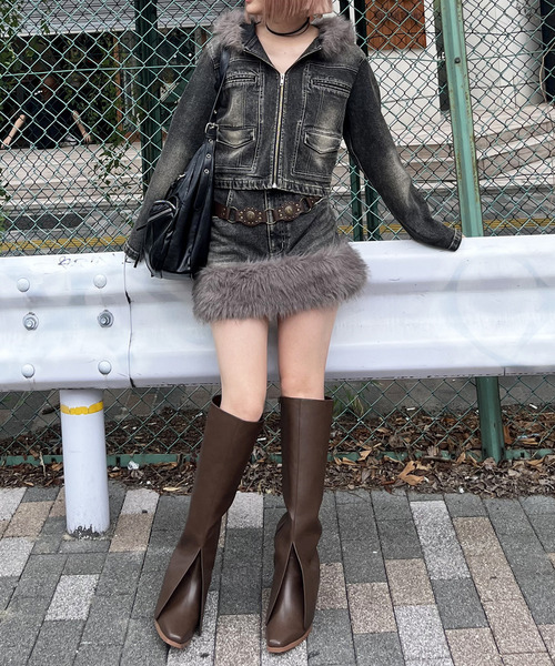 SPIRALGIRL（スパイラルガール）の「ファーデニムスカート（デニムスカート・レディース・ブラック/ブルー・FREE）」の19枚目の写真