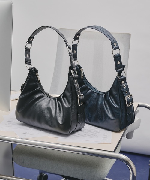 ハンドバッグ サイドデザインタックハーフムーンバッグ　セレグランテ SIDE DESIGN TUCK HALF MOON BAG/サイドデザインタックハーフ