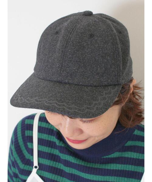 Samansa Mos2（サマンサ モスモス）の「【消臭効果】スカラップ刺繍キャップ（ハット・レディース・ベージュ/チャコールグレー・F）」の3枚目の写真