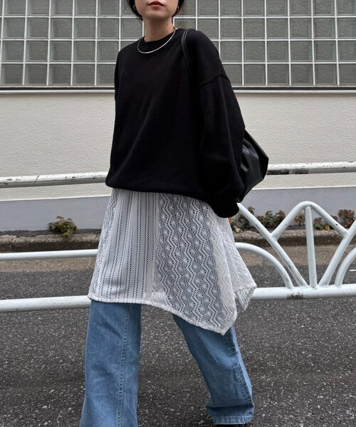 CIAOPANIC TYPY（チャオパニックティピー）の「2WAYイレギュラーヘムレースアソートキャミチュニック（タンクトップ・レディース・ブラック/ブラウン/ホワイト・ONE SIZE）」の4枚目の写真