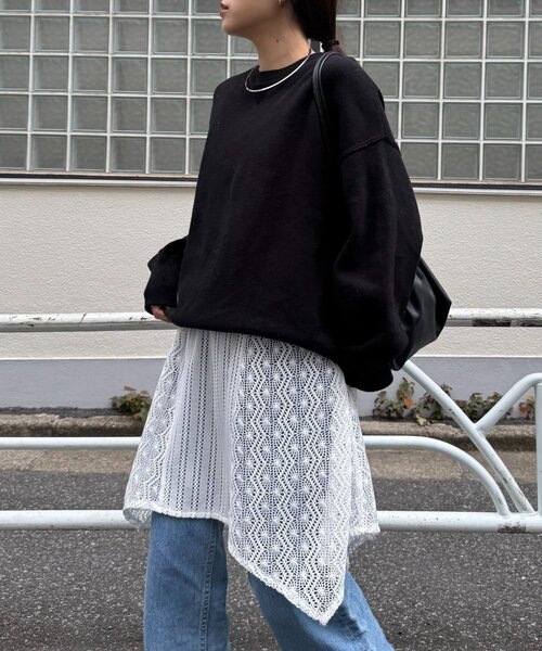 CIAOPANIC TYPY（チャオパニックティピー）の「2WAYイレギュラーヘムレースアソートキャミチュニック（タンクトップ・レディース・ブラック/ブラウン/ホワイト・ONE SIZE）」の5枚目の写真