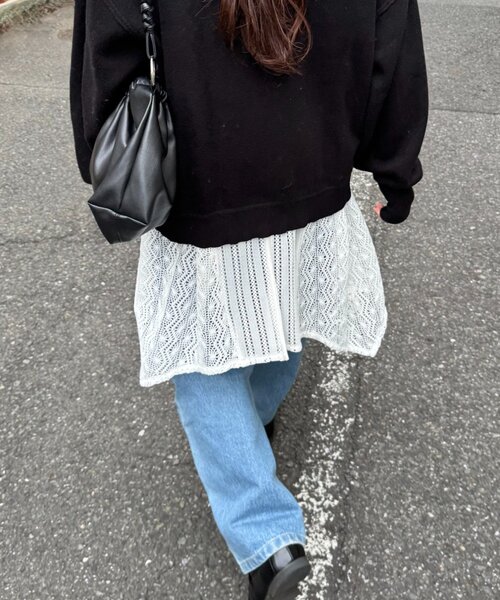 CIAOPANIC TYPY（チャオパニックティピー）の「2WAYイレギュラーヘムレースアソートキャミチュニック（タンクトップ・レディース・ブラック/ブラウン/ホワイト・ONE SIZE）」の6枚目の写真