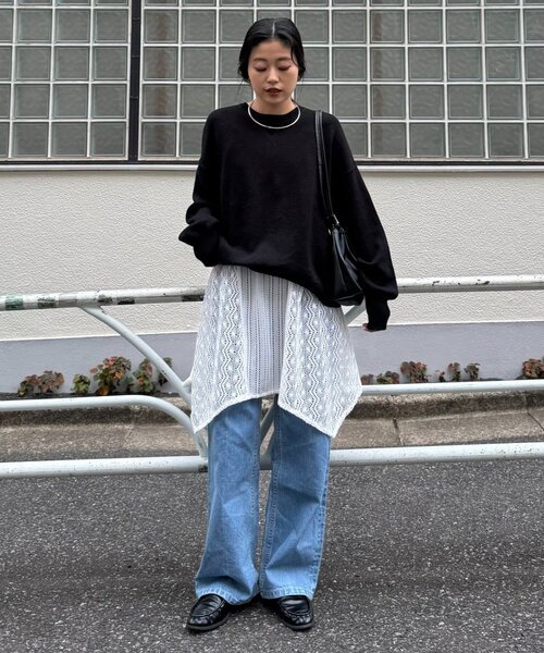 CIAOPANIC TYPY（チャオパニックティピー）の「2WAYイレギュラーヘムレースアソートキャミチュニック（タンクトップ・レディース・ブラック/ブラウン/ホワイト・ONE SIZE）」の7枚目の写真