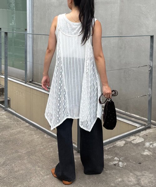 CIAOPANIC TYPY（チャオパニックティピー）の「2WAYイレギュラーヘムレースアソートキャミチュニック（タンクトップ・レディース・ブラック/ブラウン/ホワイト・ONE SIZE）」の16枚目の写真