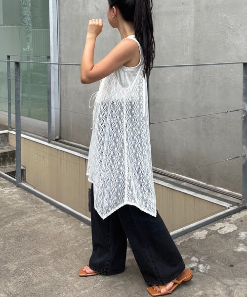 CIAOPANIC TYPY（チャオパニックティピー）の「2WAYイレギュラーヘムレースアソートキャミチュニック（タンクトップ・レディース・ブラック/ブラウン/ホワイト・ONE SIZE）」の17枚目の写真