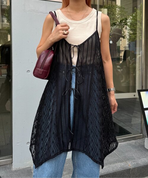 CIAOPANIC TYPY（チャオパニックティピー）の「2WAYイレギュラーヘムレースアソートキャミチュニック（タンクトップ・レディース・ブラック/ブラウン/ホワイト・ONE SIZE）」の21枚目の写真