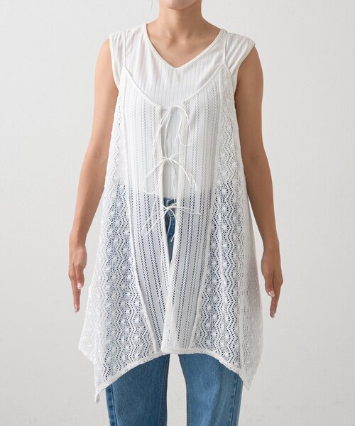 セール】2WAYイレギュラーヘムレースアソートキャミチュニック（タンク