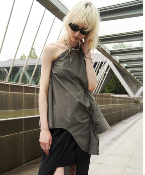 JOSE MOON（ジョゼムーン）の「OPEN COLLAR OVER SHIRT/オープンカラーオーバーシャツ（シャツ/ブラウス・レディース・ブラック/グレー/ピンク・FREE）」の19枚目の写真