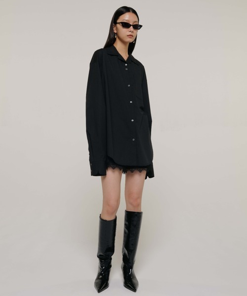 JOSE MOON（ジョゼムーン）の「OPEN COLLAR OVER SHIRT/オープンカラーオーバーシャツ（シャツ/ブラウス・レディース・ブラック/グレー/ピンク・FREE）」の10枚目の写真