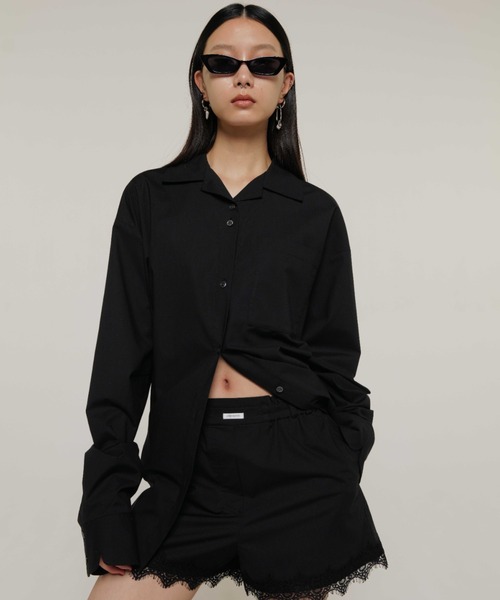 JOSE MOON（ジョゼムーン）の「OPEN COLLAR OVER SHIRT/オープンカラーオーバーシャツ（シャツ/ブラウス・レディース・ブラック/グレー/ピンク・FREE）」の7枚目の写真