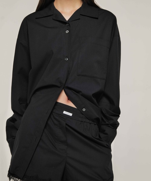 JOSE MOON（ジョゼムーン）の「OPEN COLLAR OVER SHIRT/オープンカラーオーバーシャツ（シャツ/ブラウス・レディース・ブラック/グレー/ピンク・FREE）」の8枚目の写真