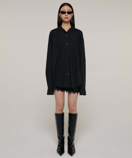 JOSE MOON（ジョゼムーン）の「OPEN COLLAR OVER SHIRT/オープンカラーオーバーシャツ（シャツ/ブラウス・レディース・ブラック/グレー/ピンク・FREE）」の11枚目の写真