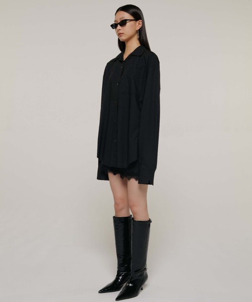 JOSE MOON（ジョゼムーン）の「OPEN COLLAR OVER SHIRT/オープンカラーオーバーシャツ（シャツ/ブラウス・レディース・ブラック/グレー/ピンク・FREE）」の4枚目の写真