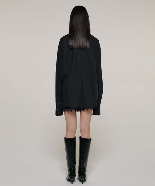 JOSE MOON（ジョゼムーン）の「OPEN COLLAR OVER SHIRT/オープンカラーオーバーシャツ（シャツ/ブラウス・レディース・ブラック/グレー/ピンク・FREE）」の5枚目の写真