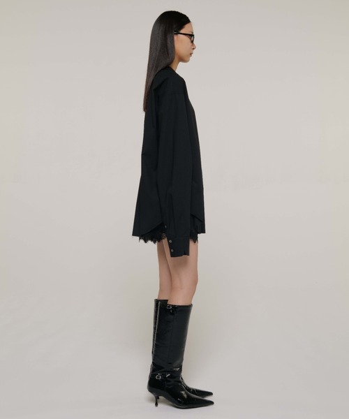 JOSE MOON（ジョゼムーン）の「OPEN COLLAR OVER SHIRT/オープンカラーオーバーシャツ（シャツ/ブラウス・レディース・ブラック/グレー/ピンク・FREE）」の6枚目の写真