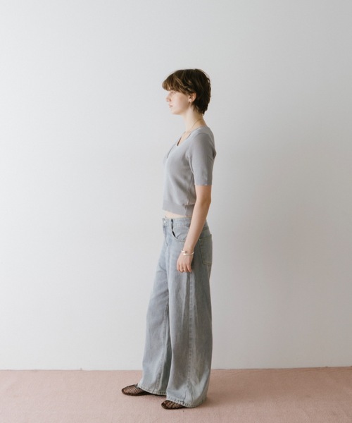 DRWCYS（ドロシーズ）の「レイヤード透かしニットトップス（ニット/セーター・レディース・ブラック/グレー・FREE）」の7枚目の写真