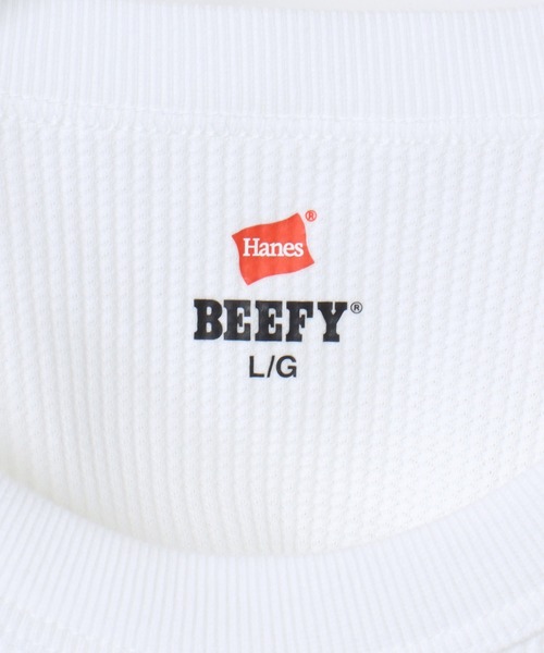 HANES(ヘインズ)の「Hanes/へインズ BEEFY/ビーフィー 無地 ワッフル/サーマル クルーネック 長袖Tシャツ/ロングスリーブTシャツ/1P パックT/レディース メンズ(Tシャツ/カットソー・メンズ・ホワイト/ネイビー/ブラック/グレー・S/XL/L/M)」の18枚目の写真