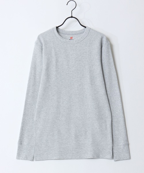 HANES(ヘインズ)の「Hanes/へインズ BEEFY/ビーフィー 無地 ワッフル/サーマル クルーネック 長袖Tシャツ/ロングスリーブTシャツ/1P パックT/レディース メンズ(Tシャツ/カットソー・メンズ・ホワイト/ネイビー/ブラック/グレー・S/XL/L/M)」の13枚目の写真