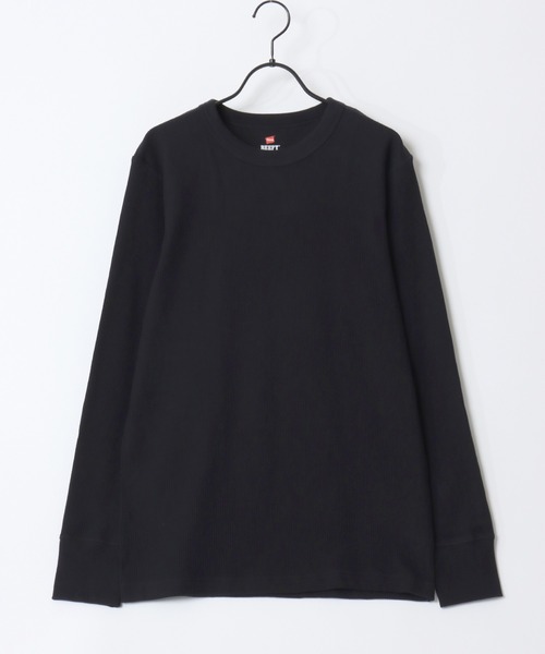 HANES(ヘインズ)の「Hanes/へインズ BEEFY/ビーフィー 無地 ワッフル/サーマル クルーネック 長袖Tシャツ/ロングスリーブTシャツ/1P パックT/レディース メンズ(Tシャツ/カットソー・メンズ・ホワイト/ネイビー/ブラック/グレー・S/XL/L/M)」の11枚目の写真